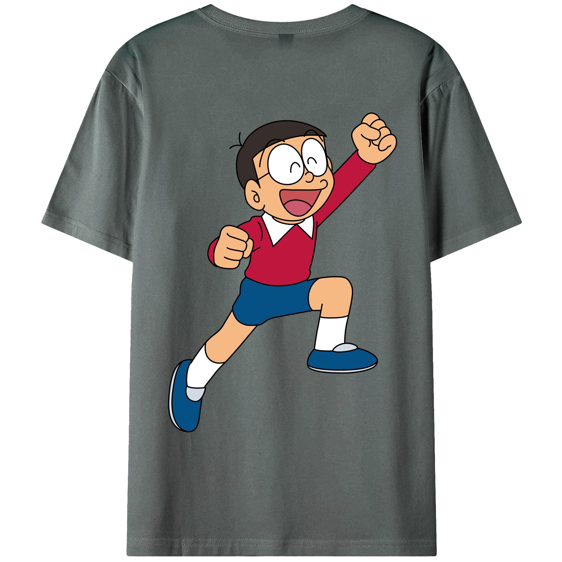 （画像用） ドラえもん 野比 のび太 Doraemon Nobita Nobi 綿100％ メンズ半袖Tシャツ（バックプリント） 通気性